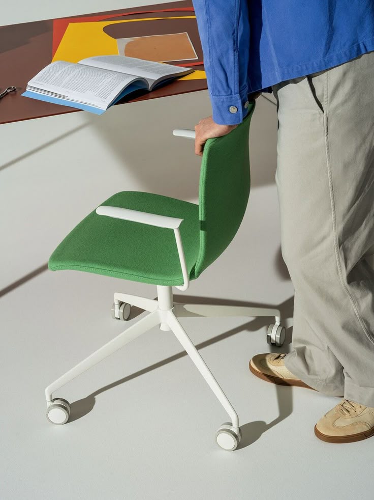 An empty desk in soft daylight